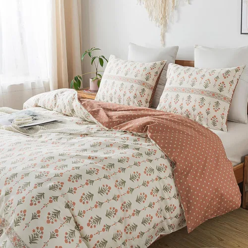 Vista 57 de HoneiLife Juegos de Fundas de Edredón Twin - Funda de Edredón Floral 100% Algodón, Juego de Ropa de Cama Transpirable de 2 Piezas con Cierre