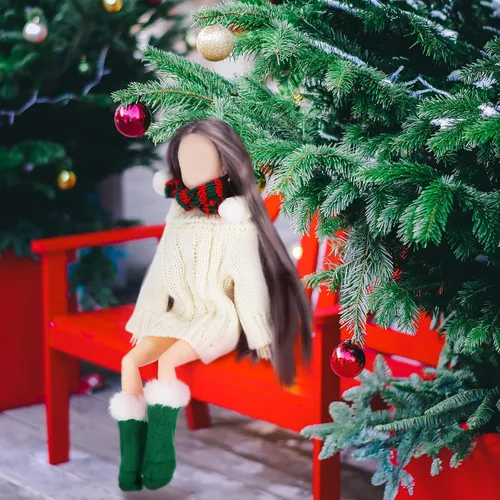 Vista 4 de Bencailor 9 piezas de ropa de Navidad para muñecas de 11.5 pulgadas, conjunto de ropa de invierno, accesorios incluyen suéter de Santa tejido