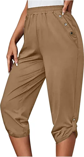Vista 97 de Pantalones capri para mujer, estilo casual, de verano, elásticos, de cintura alta, pantalones de yoga, ajuste atlético, pantalones deportivos