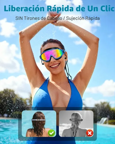 Vista 6 de Aegend - Nuevas gafas de natación de visión amplia para adultos, con protección antiniebla/UV, sin fugas, con tapones para los oídos para hombres