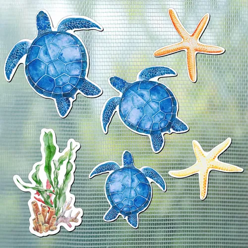 Vista 8 de Konohan 12 imanes de pantalla para puerta, decoración de tortugas marinas, algas marinas, estrellas de mar, protector magnético flexible de doble