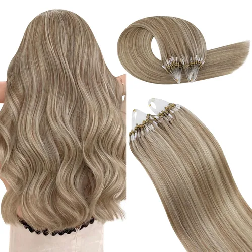 Vista 54 de Ugeat - Extensiones de cabello humano con microanillo, 14 pulgadas, extensiones de cabello Remy con microcuentas de 1 gm/hebra, 50 gms, extensiones