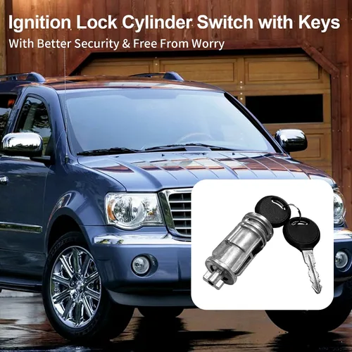 Vista 6 de Interruptor de cilindro de bloqueo de encendido con llaves Reemplazo para Dodge Ram 1500/2500/3500, Durango, Dakota, Chrysler Aspen y Mitsubishi