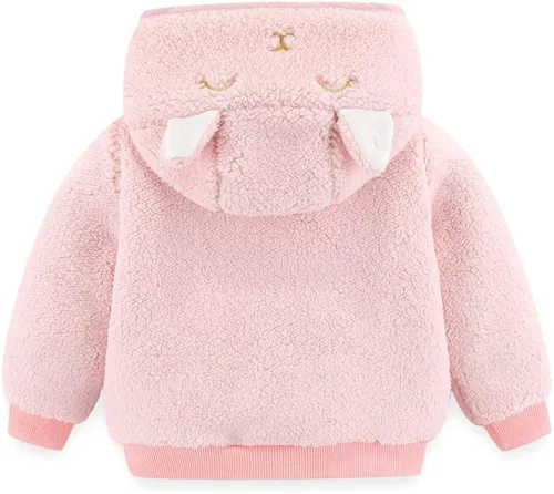 Vista 7 de Chaqueta de abrigo con capucha con forro polar para recién nacidos bebés niños y niñas diseño de dibujos animados con orejas abrigo cálido
