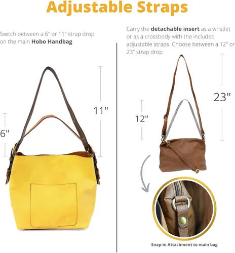 Vista 4 de Joy Susan - Bolsa clásica 2 en 1 para mujer, estilo hobo, Amarillo, talla única