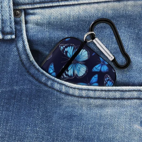 Vista 8 de Funda protectora de silicona compatible con Airpods 2 y 1 (hermosas mariposas, mariposas azules)