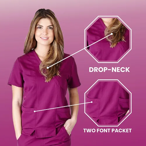 Vista 4 de Camiseta quirúrgica súper suave y ultra cómoda para mujer