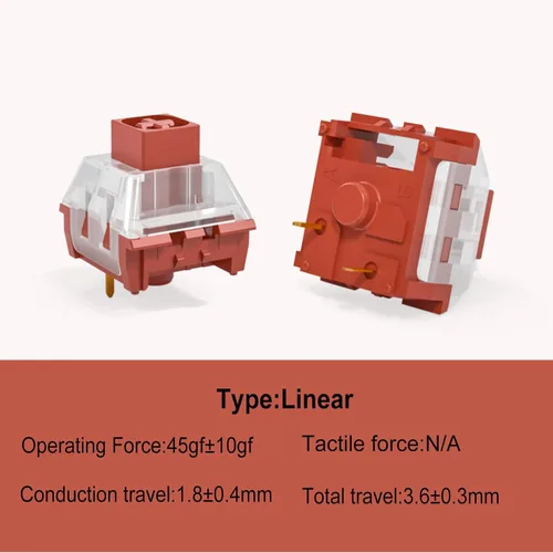 Vista 3 de Kailh Interruptores de teclado lineales, interruptores mecánicos rojos de 3 pines de 45 gf compatibles con MX (45 piezas)