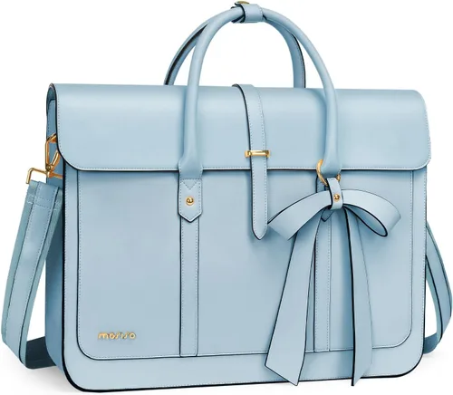 Vista 17 de MOSISO Bolsa para computadora portátil para mujer, de piel sintética, mochila convertible, bolsa de viaje para computadora con lazo
