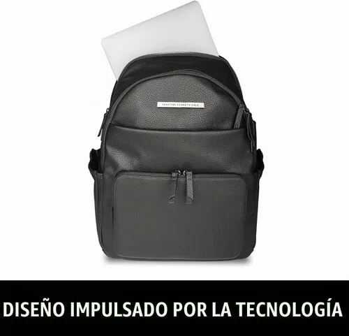 Vista 5 de Kenneth Cole Reaction Marley - Mochila de cuero vegano con doble compartimento para mujer de 15 pulgadas Negro