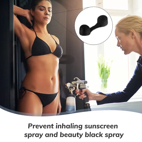 Vista 3 de Tondiamo 100 piezas de filtro de tapón de nariz desechable, esponja de filtro de nariz para mujeres y hombres, bronceado en aerosol sin sol, áreas