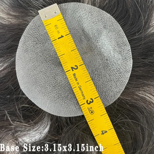 Vista 6 de Voloria Parche para el cabello calvo para hombres, 3.15 x 3.15 pulgadas, sistema de reemplazo de cobertura completa de piel de poliuretano