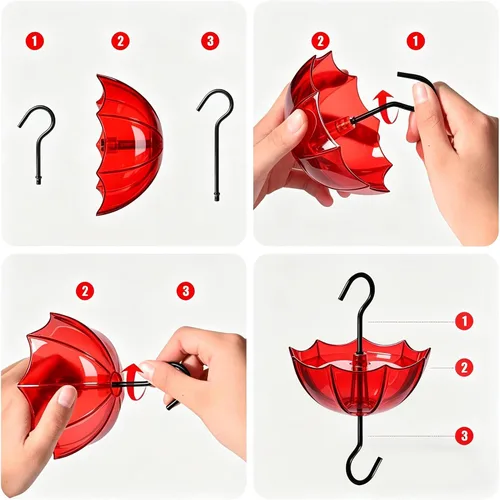 Vista 5 de Foso de hormigas para comederos de colibríes y comederos de orientola, paquete de 2 unidades de 5 onzas x 2 unidades, color rojo, protector