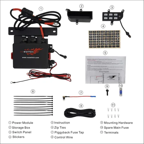 Vista 3 de Voswitch Panel de interruptores inferior JL300 compatible con Jeep Wrangler JL JLU 2018 - Current y Gladiator 2020+