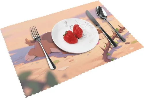 Vista 12 de Rectangular Placemats Set of 4, Heat Resistant Cat Printed Kitchen Dining Table Mats