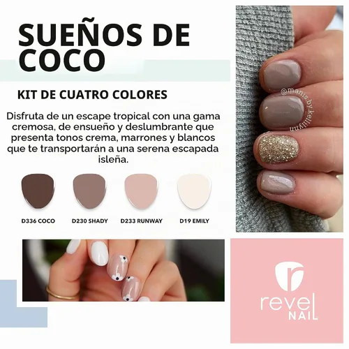 Vista 2 de Revel Nail Polvo de inmersión, esmalte de uñas de polvo nude, polvo de inmersión resistente a las virutas con vitamina E y calcio, manicura
