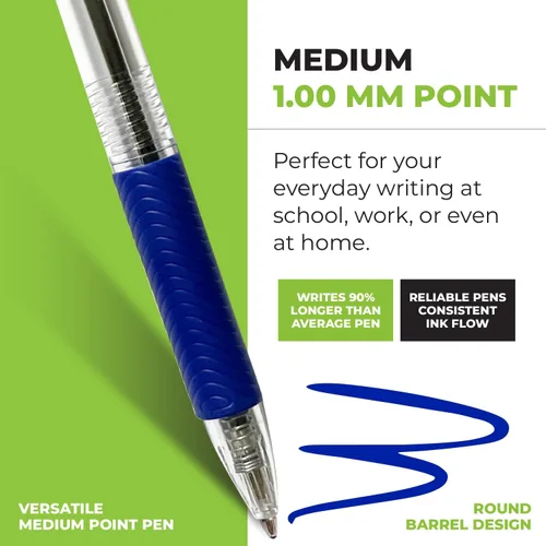 Vista 7 de Simply Genius Bolígrafos azules, 200 bolígrafos a granel, retráctiles, tinta azul, escritura suave y ergonómicos para tomar notas y suministros