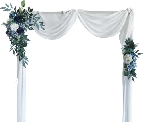 Vista 13 de MOJUN Paquete de 2 flores de arco de boda, guirnalda de flores artificiales para letrero de bienvenida, decoración floral, decoración de arco