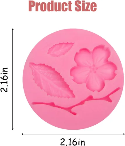 Vista 2 de Moldes en forma de flor de durazno, 4 unidades, moldes de silicona para decoración de pasteles, dulces, azúcar, cupcakes, pasteles, paletas