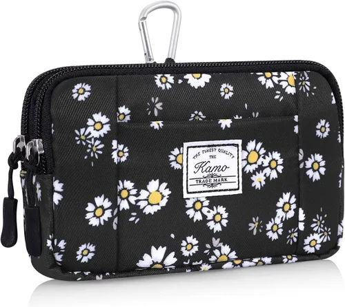 Vista 22 de KAMO Funda multiusos de lona horizontal para smartphone, funda para teléfono celular con asa para cinturón, bolsas de cinturón para mujeres, funda