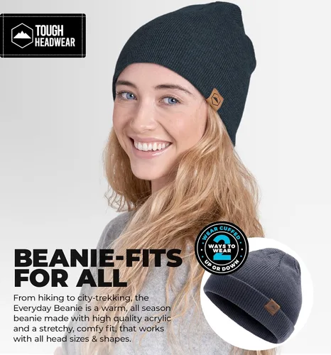 Vista 40 de Tough Headwear Daily Knit Beanie – Gorros para hombre – Sombreros de invierno para hombres y mujeres – Sombreros de punto cálidos para clima frío