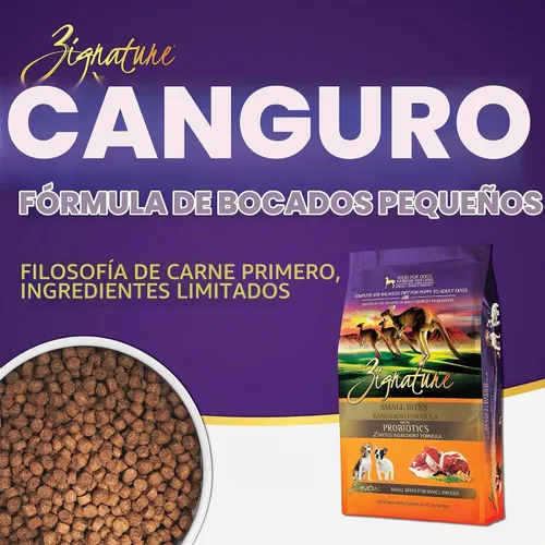 Vista 2 de Zignature Kangaroo - Alimento seco para perros con fórmula de ingredientes limitados, comida seca para perros pequeños bocados, 4 libras