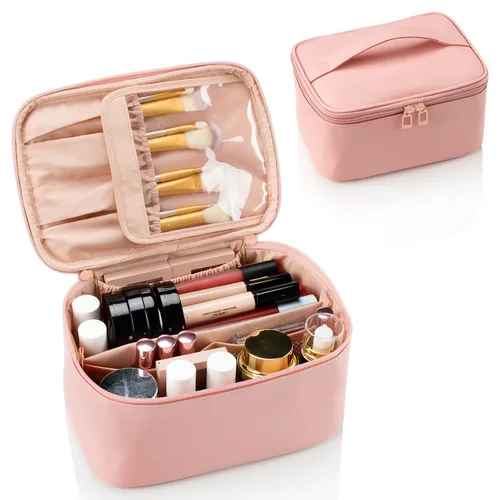 Vista 10 de OCHEAL - Bolsa de maquillaje portátil para cosméticos, estuche organizador de viaje de gran capacidad para mujeres, bolsa de aseo para niñas
