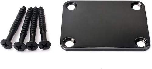 Vista 4 de EXCEART Placa de cuello de metal, placa de conexión con 4 tornillos para instrumento musical de bajo (negro)