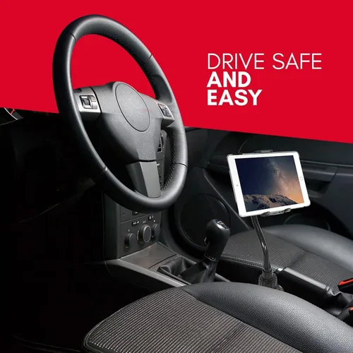 Vista 8 de Macally Soporte para tablet para automóvil, diseño resistente y ajustable, soporte para tableta para portavasos de automóvil, compatible con iPad