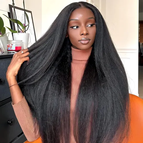 Vista 8 de ISEE Pelucas de cabello sin pegamento para principiantes, pelucas de encaje frontal para mujeres negras, cabello humano corto y lacio, pelucas
