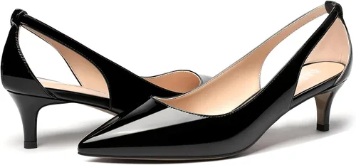 Vista 6 de MERRORI Zapatos de tacón bajo con punta puntiaguda para mujer, de 2 pulgadas