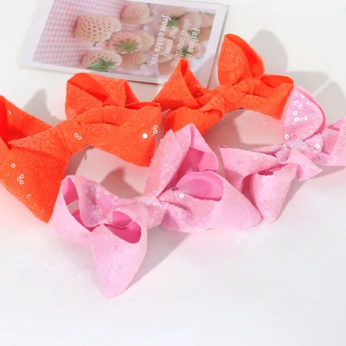 Vista 5 de Lazos para el cabello de lentejuelas, 4 lazos con purpurina brillante con pinza para el pelo de cocodrilo para niñas pequeñas, niños y adolescentes