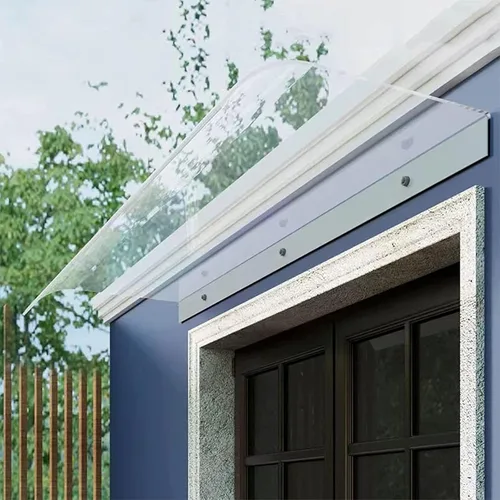 Vista 6 de Toldo para puerta al aire libre, toldo curvado para ventana, cubierta de refugio para lluvia, toldo invisible para puerta delantera, parasol