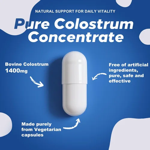Vista 5 de Cápsulas de calostro bovino orgánico, suplemento de calostro de 1400 mg en polvo para apoyo inmunológico e intestinal, apoyo energético, salud