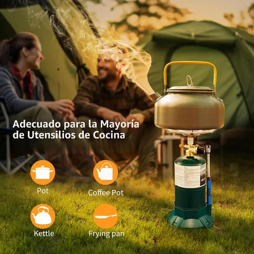 Vista 2 de Estufa de camping de propano 10000BTU con cable USB de llama ajustable para camiseta sin mangas Botella de gas portátil con quemador de propano