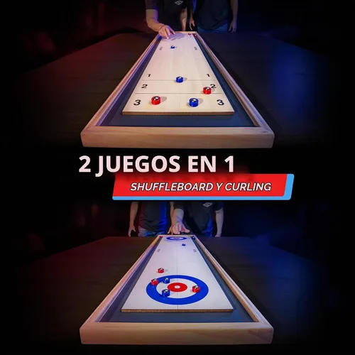 Vista 3 de GoSports Juego de Shuffleboard y Curling 2 en 1 de Mesa
