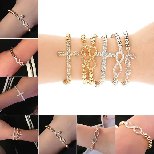 Vista 5 de RUBYCA Mezcla Surtido 25pcs Lote Metal Lateral Pulsera de Cristal Conector de Cuentas DIY Joyería Shamballa