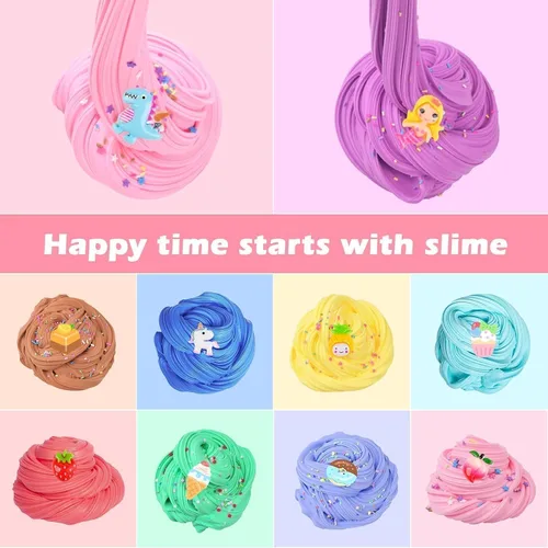 Vista 3 de Kit de slime de mantequilla, paquete de 68 mini regalos de fiesta para niñas y niños, suministros perfumados de limo a granel y niños, juguete