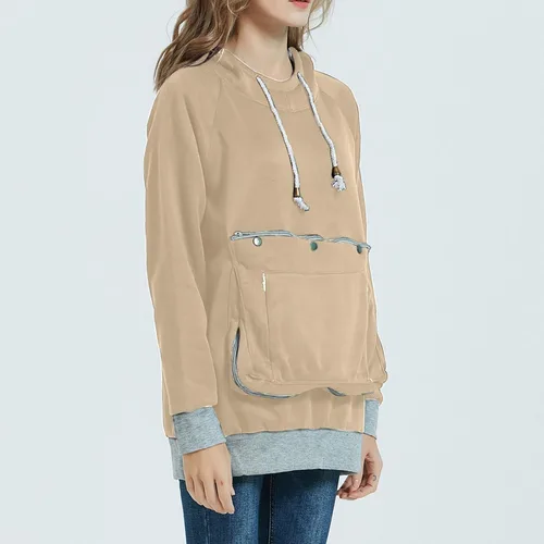 Vista 5 de Sudadera con capucha grande para mujer, con bolsillo grande, para gatos y perros