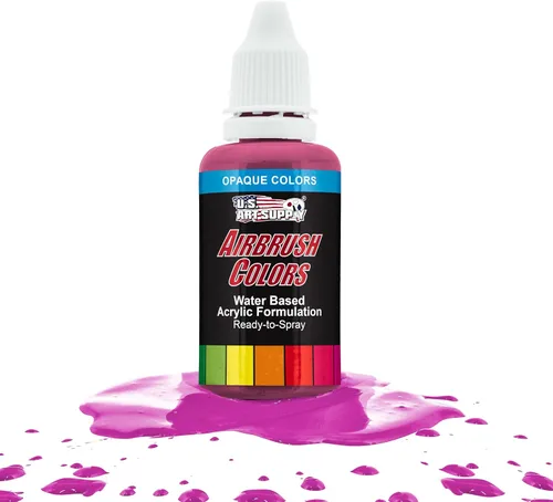 Vista 12 de U.S. Art Supply Pintura acrílica opaca para aerógrafo color azul aguamarina, botella de 1 onza, colores a base de agua no tóxicos de grado