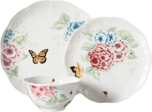 Vista 2 de Lenox - Juego de vajilla de 12 piezas Mariposa Prado Hortensia 849407
