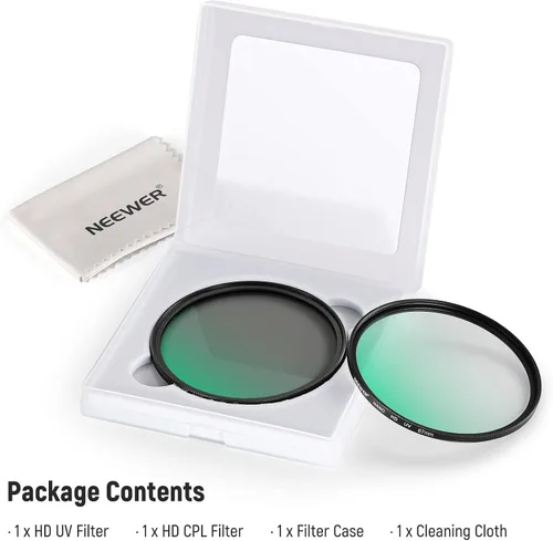 Vista 9 de NEEWER Kit de filtro de lente UV CPL de 2.638 in, polarizador circular/filtro anti-UV con vidrio óptico HD y revestimiento nano de doble cara, 30