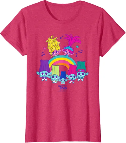 Vista 6 de Camiseta DreamWorks Trolls Band Together BroZone Poppy Viva Rainbow Negro