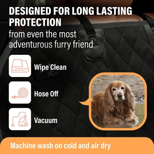 Vista 6 de Active Pets Funda de Asiento Trasero Beige XL para Perros, Hamaca para Coche, Protector Impermeable para Asiento Trasero de Camiones, Banco Trasero