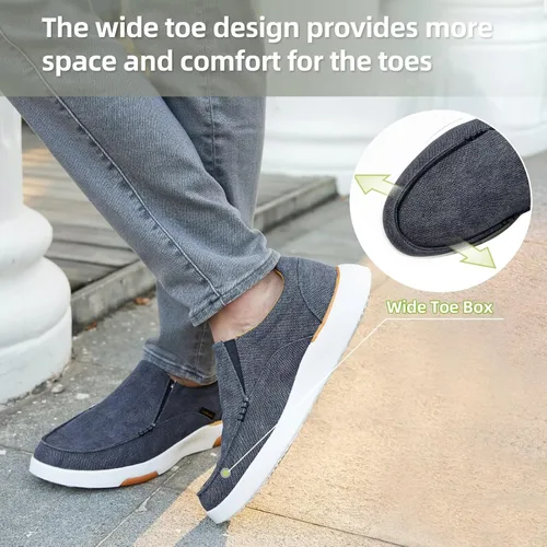 Vista 7 de OrthoComfoot Zapatos ortopédicos cómodos sin cordones para hombre con soporte de arco, mocasines ortopédicos para fascitis plantar, zapatos de lona
