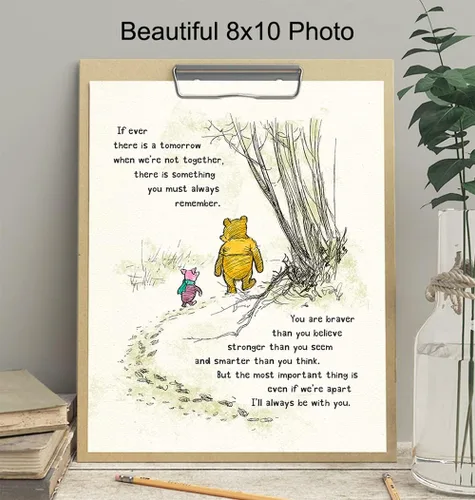 Vista 4 de Arte de pared de Winnie - Decoración para habitación de niños de Pooh - Niños - Dormitorio para niñas pequeñas - Arte para guardería de bebés