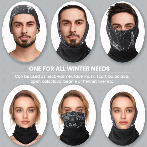 Vista 6 de Beehow Bufanda calentadora de cuello para hombre, equipo de invierno, polaina para el cuello, máscara facial resistente al viento