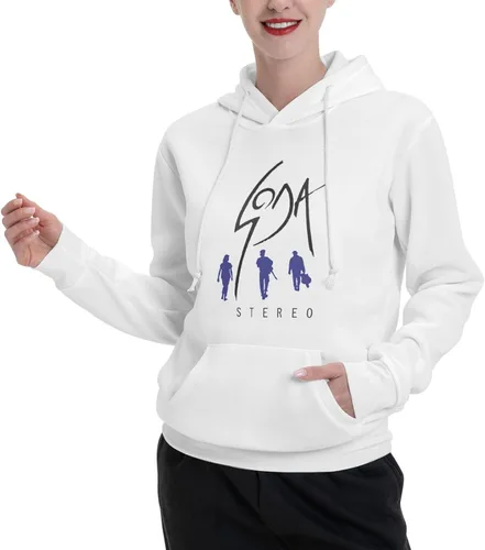 Vista 4 de furno Soda Stereo Hoodie Womens Fall Fashion Tops Winter Drawstring Pullover Comfy Clothes White