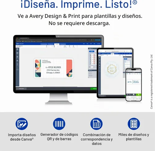 Vista 8 de Avery Insignias de nombre personalizables, 3" x 4", insertos imprimibles por láser/inyección de tinta, 100 portaetiquetas con cordones (74459)