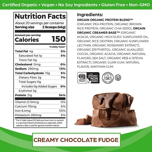 Vista 2 de Orgain – Paquete de polvo de proteína sabor chocolate con barras proteínicas de masa de galletas y chispas de chocolate (12 unidades) – Hecho sin